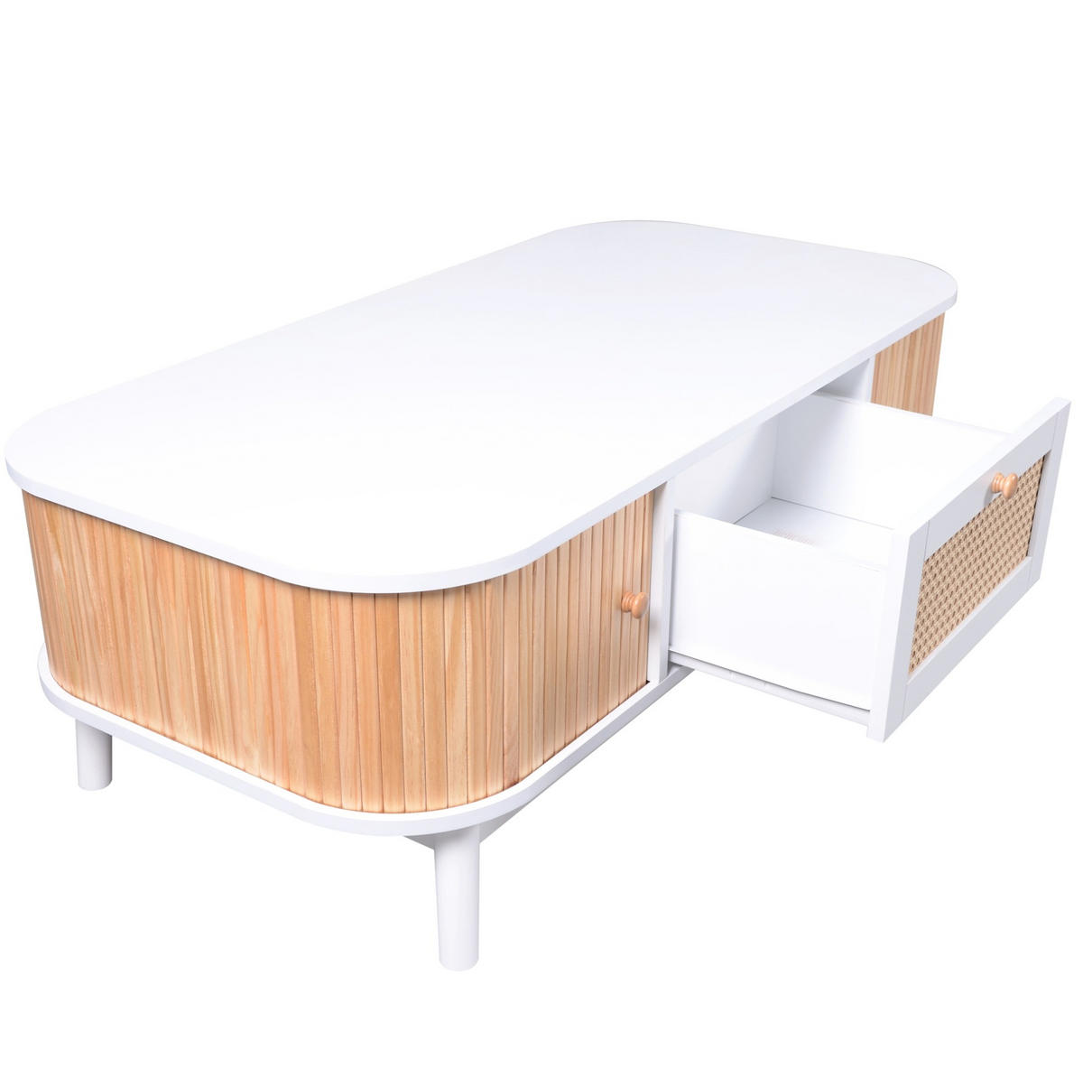 COUCHTISCH 110/55/38.5 cm Weiß aus MDF mit Stauraum - Weiß, Holzwerkstoff (110/55/38.5cm) - OKMYHOME