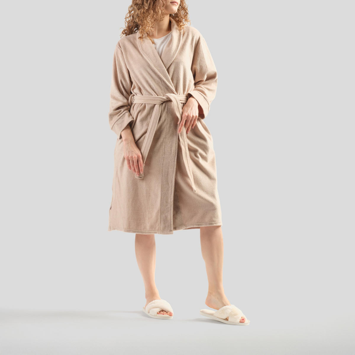 BADEMANTEL MIT BAUMWOLLE Polina - Beige, Textil (Einheitsgrößenull) - home&you