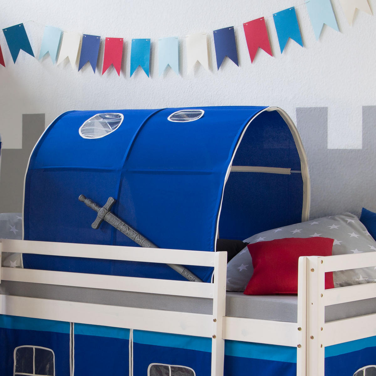 TUNNELSET für Hochbett 90 cm Blau - Blau, Textil (90/70/100cm) - Homestyle4u
