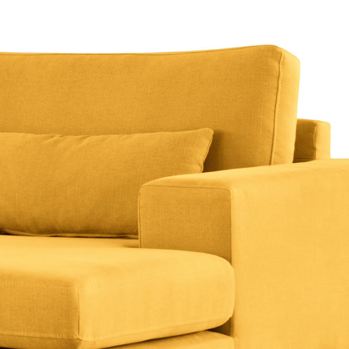 WOHNLANDSCHAFT mit Longchair - Gelb/Buchefarben, Textil (371/81/219cm) - home24