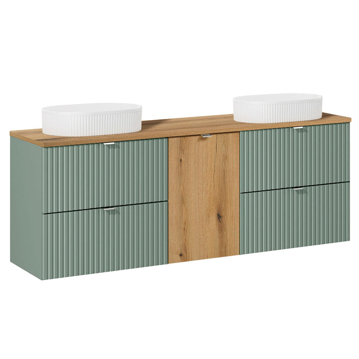 BADMÖBEL 160.4cm Jade 2er-Set Grün - Grün, Holzwerkstoff (160.4/59.5/40cm) - Petits-meubles