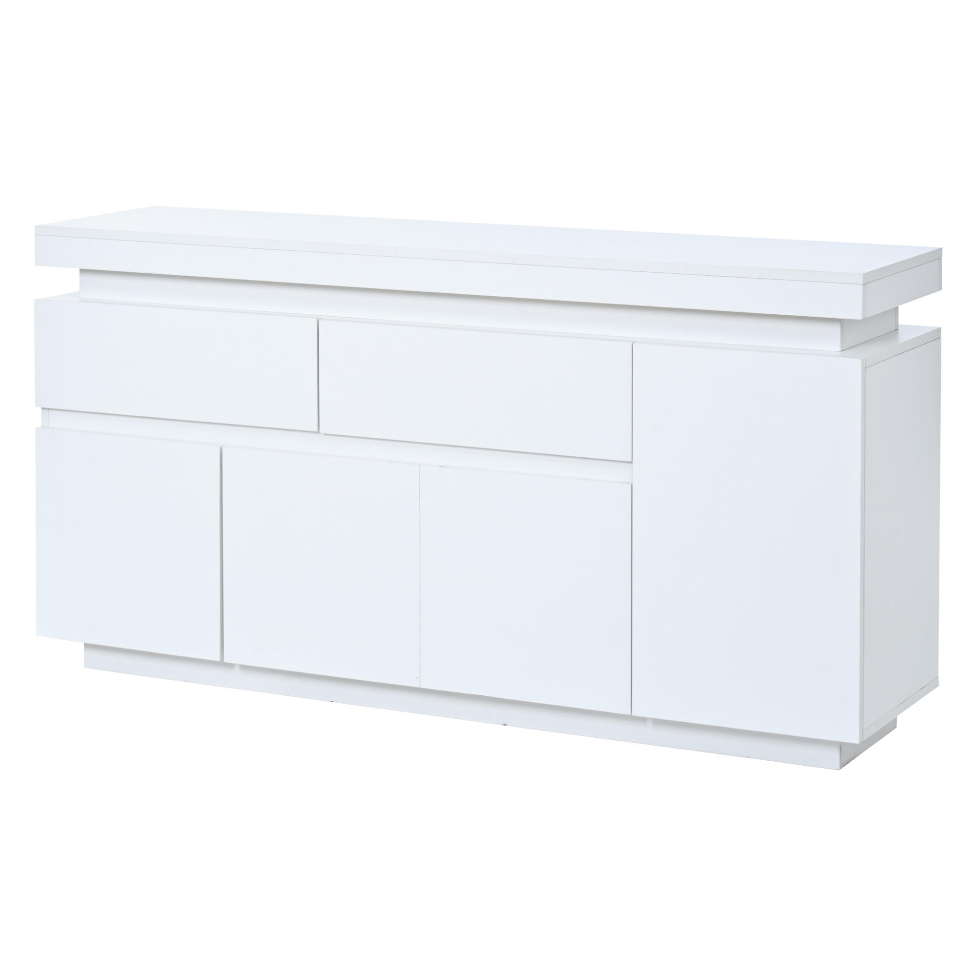 SIDEBOARD DE-37813 mit LED-Beleuchtung und 4 Türen Weiß - Weiß, Holzwerkstoff (140/72.5/35cm) - ComfortXL