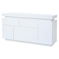 SIDEBOARD DE-37813 mit LED-Beleuchtung und 4 Türen Weiß - Weiß, Holzwerkstoff (140/72.5/35cm) - ComfortXL