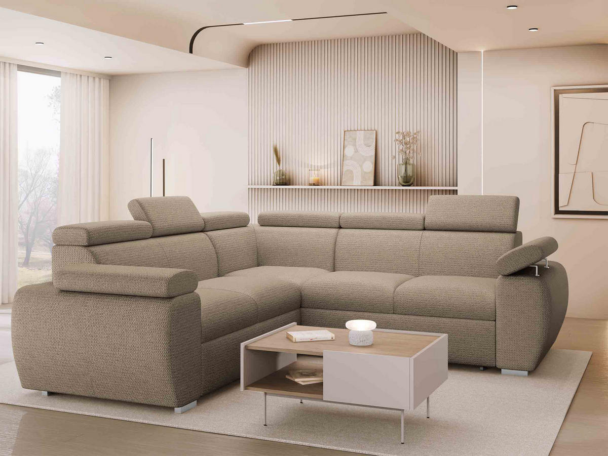 ECKSOFA Boston Maxi - Chromfarben/Beige, Holz/Textil (260/260cm) - MIRJAN24