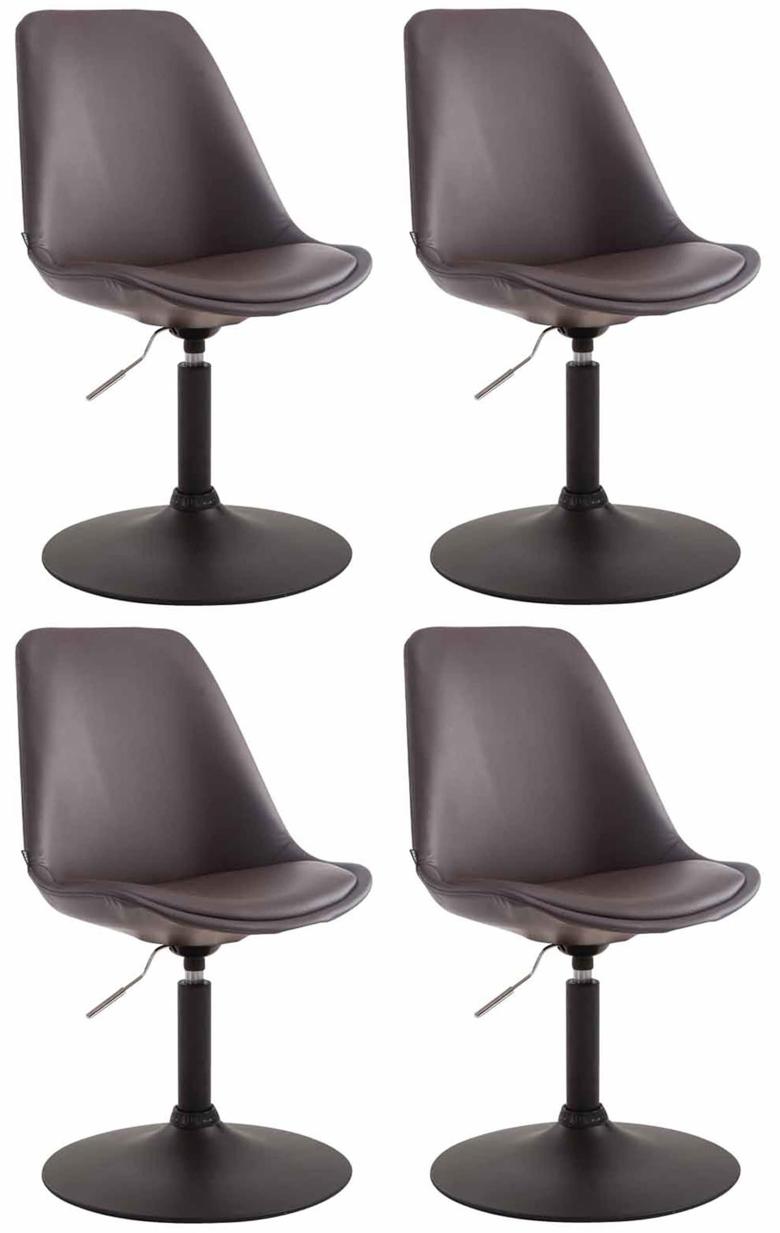 DREHSTUHL 4er Set Lederlook braun - Schwarz/Braun, Textil/Metall (48/76/57cm) - CLP