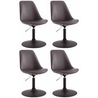 DREHSTUHL 4er Set Lederlook braun - Schwarz/Braun, Textil/Metall (48/76/57cm) - CLP