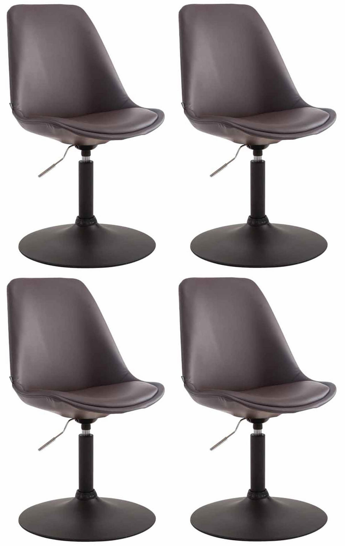 DREHSTUHL 4er Set Lederlook braun - Schwarz/Braun, Textil/Metall (48/76/57cm) - CLP