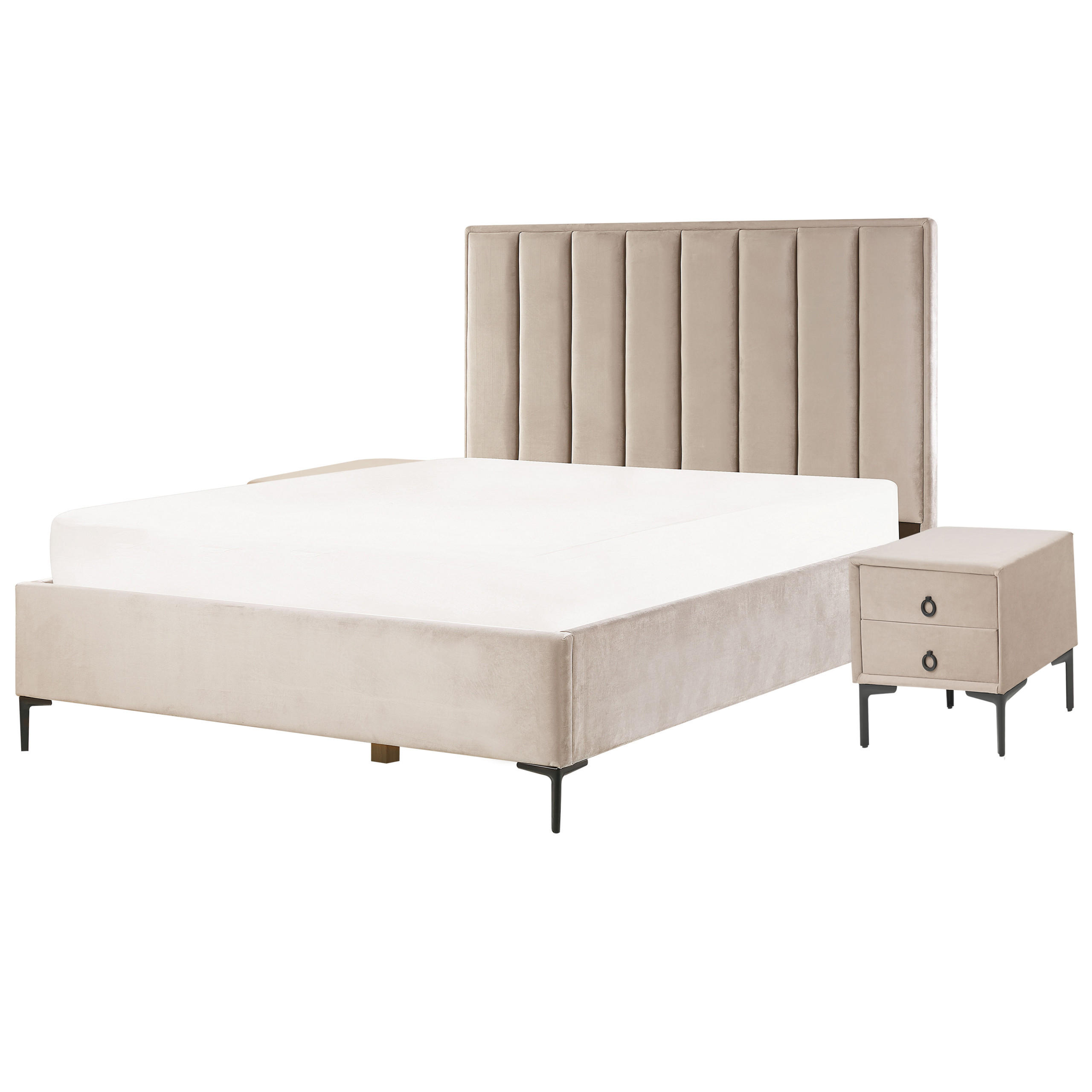 Beliani Schlafzimmer Taupe 160x200 cm