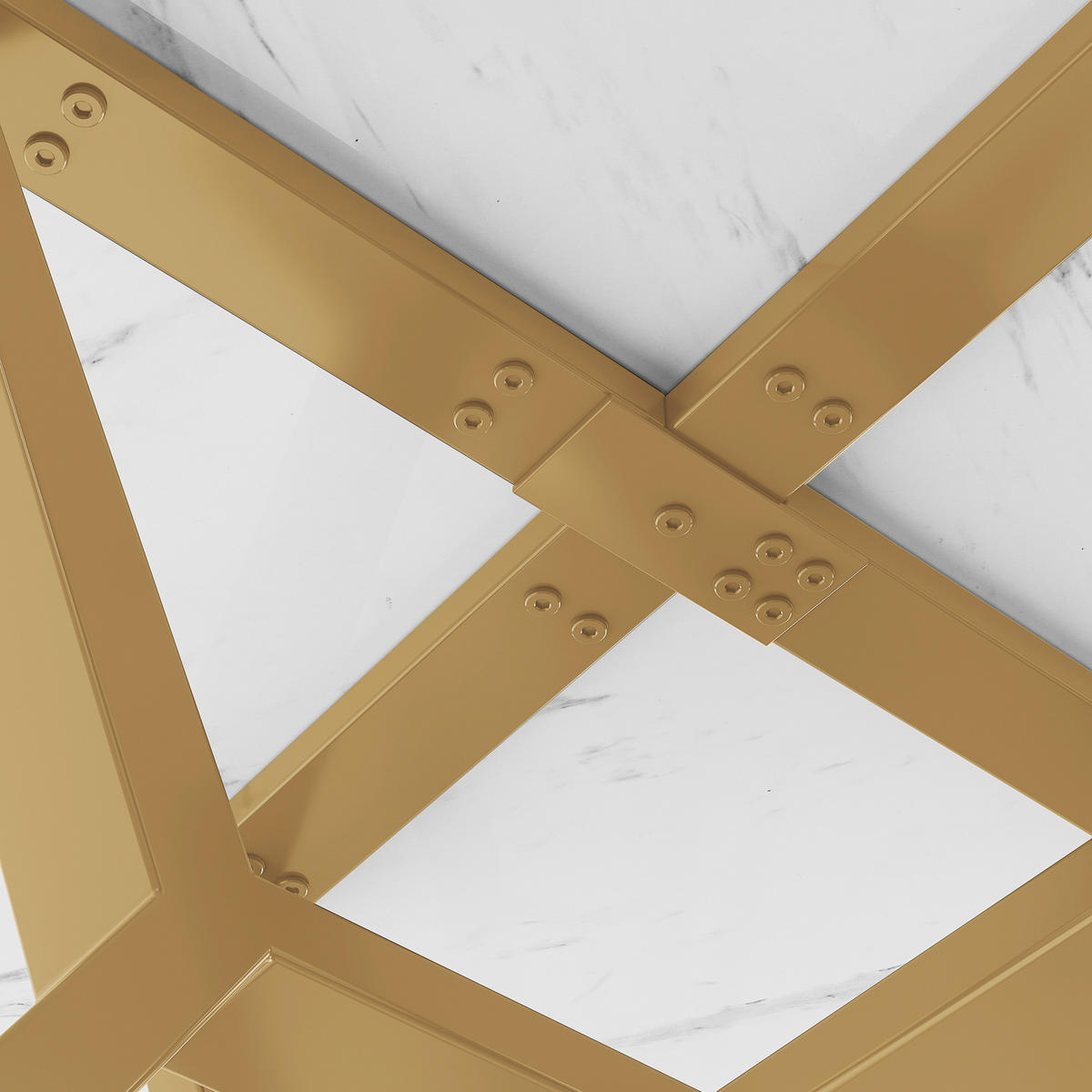 ESSTISCH Rund Ø100cm Marmoroptik X-Gestell Gold - Goldfarben, Metall (100/100/75cm) - FLIEKS
