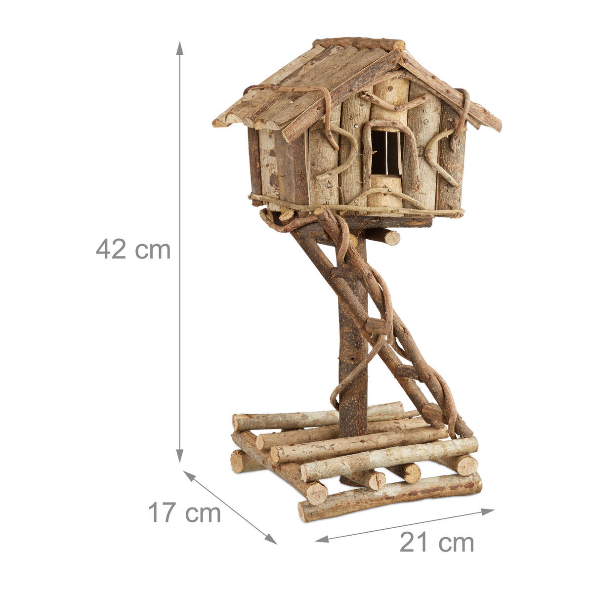 VOGELHAUS - Hellbraun, Holz (21/42/17cm) - Relaxdays