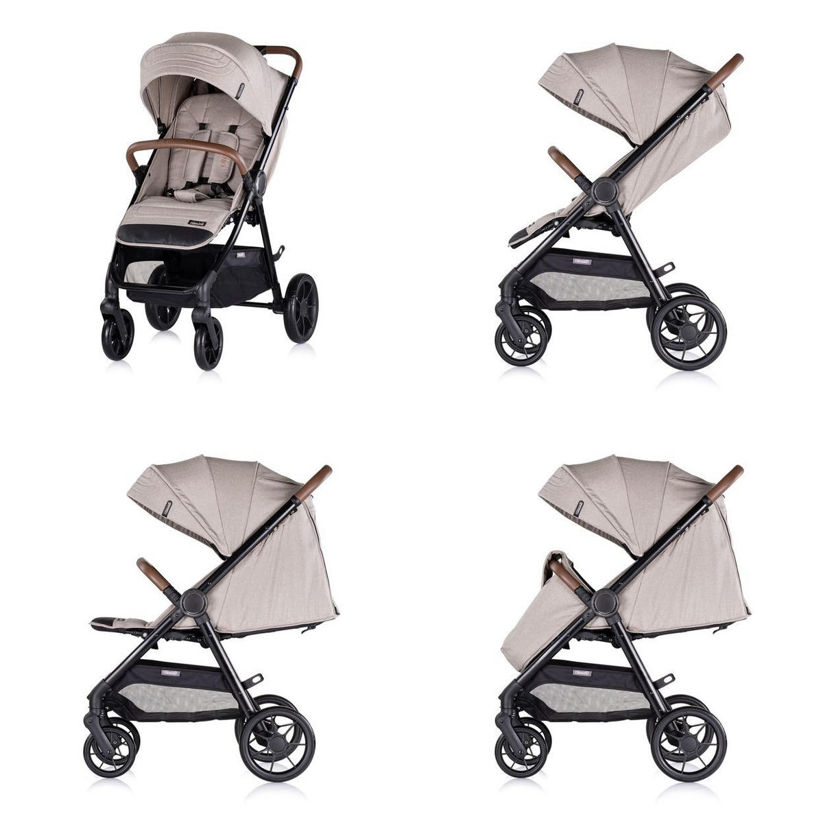 KOMBIKINDERWAGEN Ultera 3 in 1 hellbraun Babyschale Fußabdeckung klappbar Korb - Braun, Metall (75/56/102cm) - Chipolino
