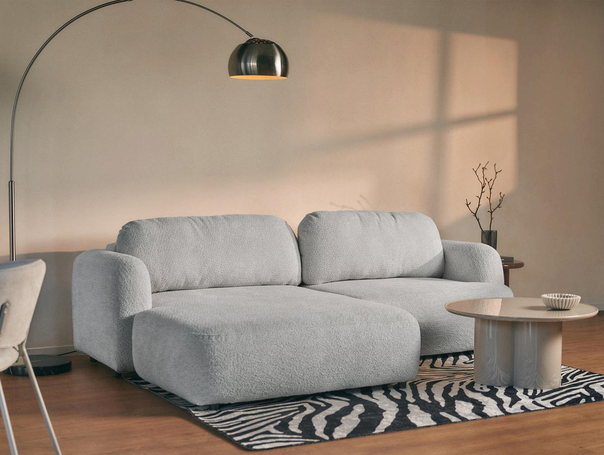 ROHOVÁ pohovka Tvoya, světle šedé bouclé - černá/světle šedá, textil/plast (267/175cm) - Selsey