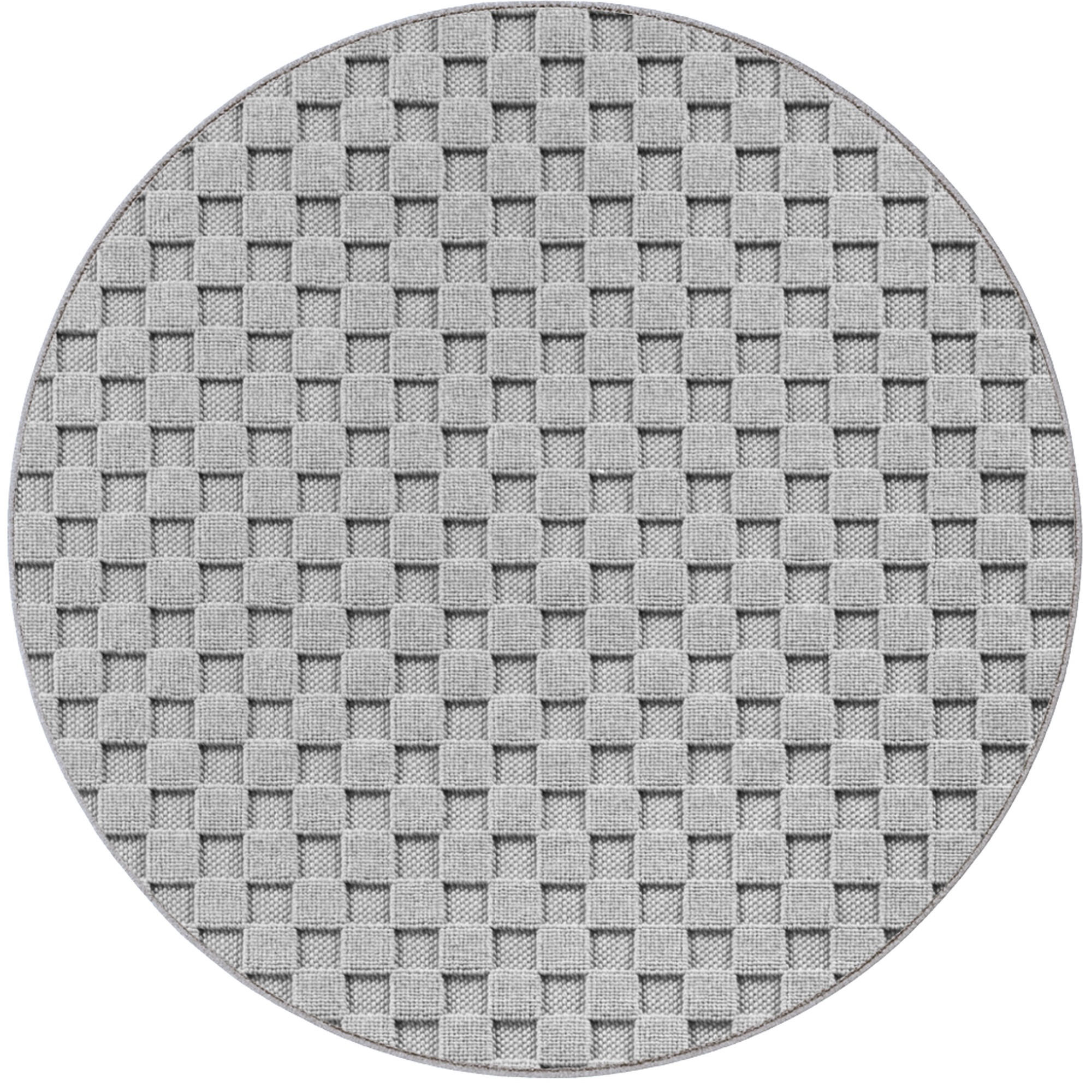 TEPPICH Flachgewebe LANGAU in Silber, mit Schachbrettmuster, Ø 80 cm - Silberfarben, Textil (80/80cm) - KADIMA DESIGN