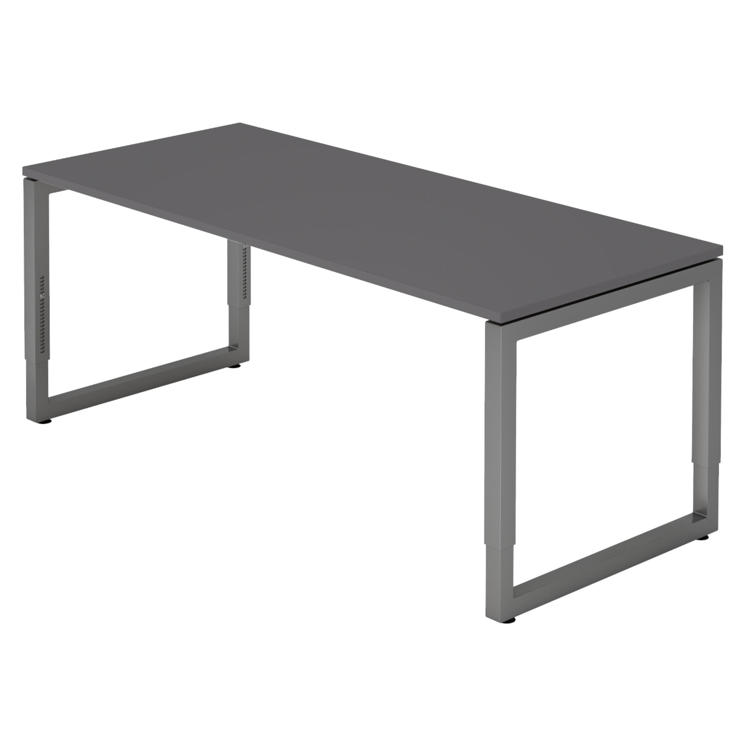 SCHREIBTISCH Serie-R 80/180/74 cm in Graphitfarben/Graphitfarben - Graphitfarben, Holzwerkstoff (80/180/74cm) - bümö