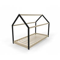HAUSBETT PANDA mit Lattenrost / Kinderbett 90x190 + Lattenrost + Matratze IRIS - Natur und Schwarz - Multicolor, Holz (90/190cm) - Weber Industries