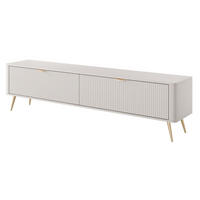 TV-SCHRANK Beige Lena Gerillt Auf Goldenen Beinen 200 cm - Beige, Holzwerkstoff (200/51/38cm) - Sepro Meble