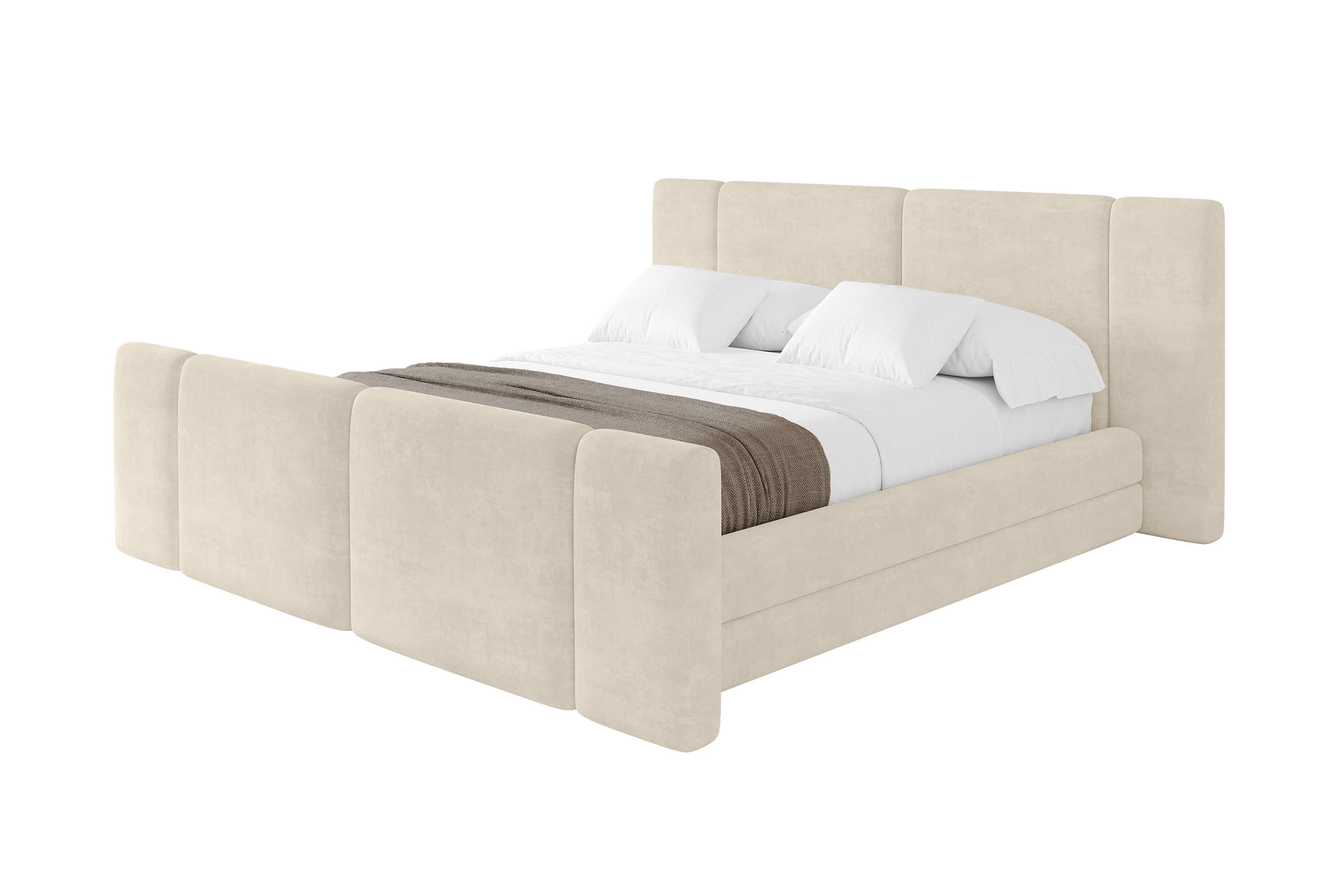 POLSTERBETT mit Bettkasten, Fußteil und Lattenrost, Bett mit Matratze H3/H4 - TEVO-Z 140x200 Beige - Beige, Holzwerkstoff/Textil (140/200cm) - ALTDECOR