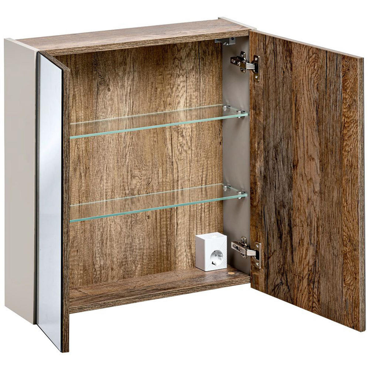 SPIEGELSCHRANK Puebla-56 - Beige, Holzwerkstoff (60/65/16cm) - Lomado