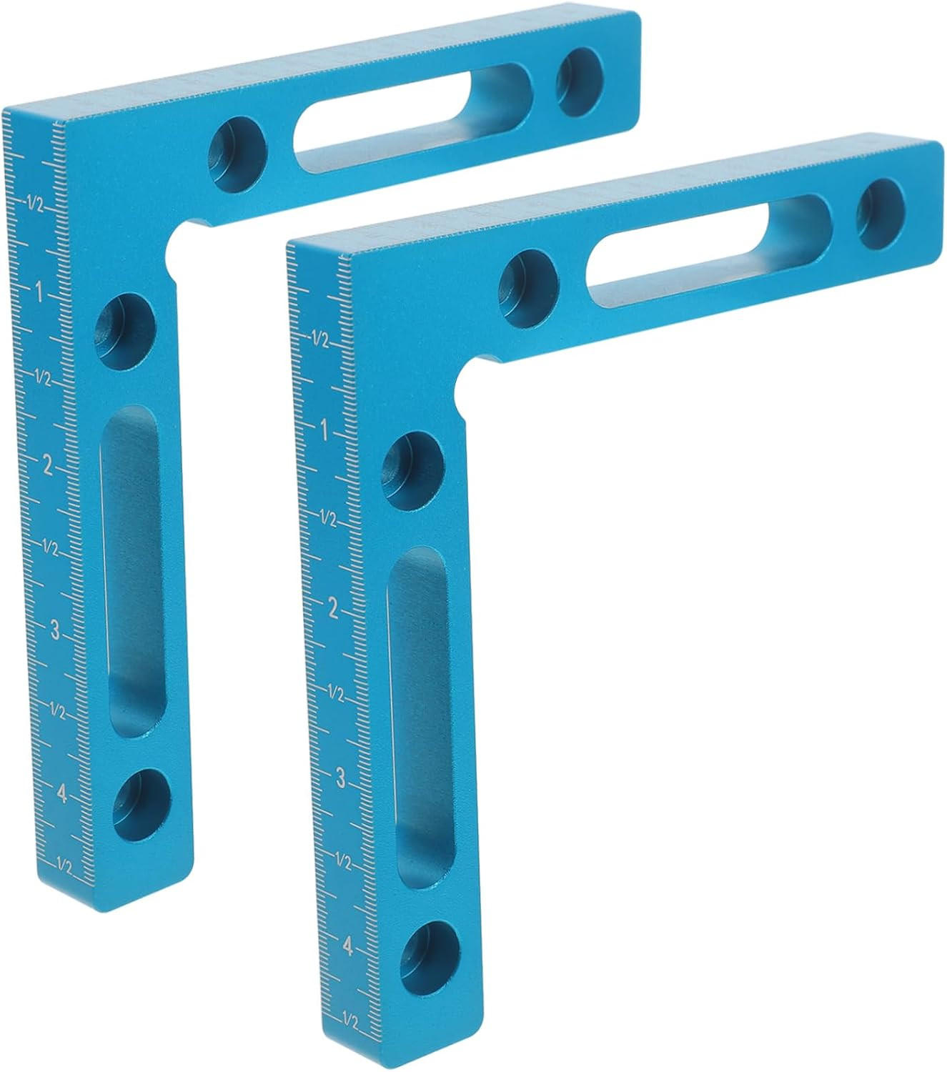 MESSLINEAL – 12 x 12 cm – für Holzbearbeitungsboxen, Rahmen, Regale und Schränke – blau, 2er-Pack - Blau, Metall (12/12/1.5cm) - DCA