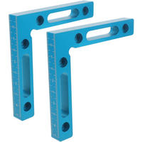 MESSLINEAL – 12 x 12 cm – für Holzbearbeitungsboxen, Rahmen, Regale und Schränke – blau, 2er-Pack - Blau, Metall (12/12/1.5cm) - DCA