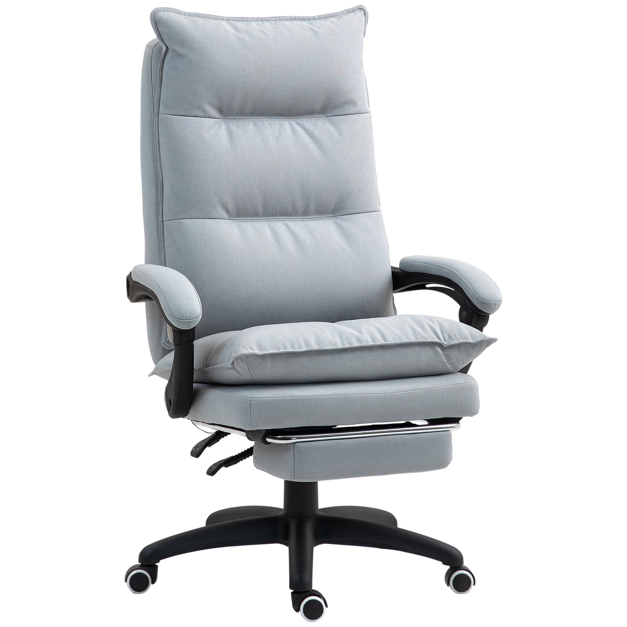 ERGONOMISCH Bürostuhl mit Massagefunktion, Computerstuhl mit Liegefunktion - Hellgrau, Kunststoff (62/130/70cm) - Vinsetto