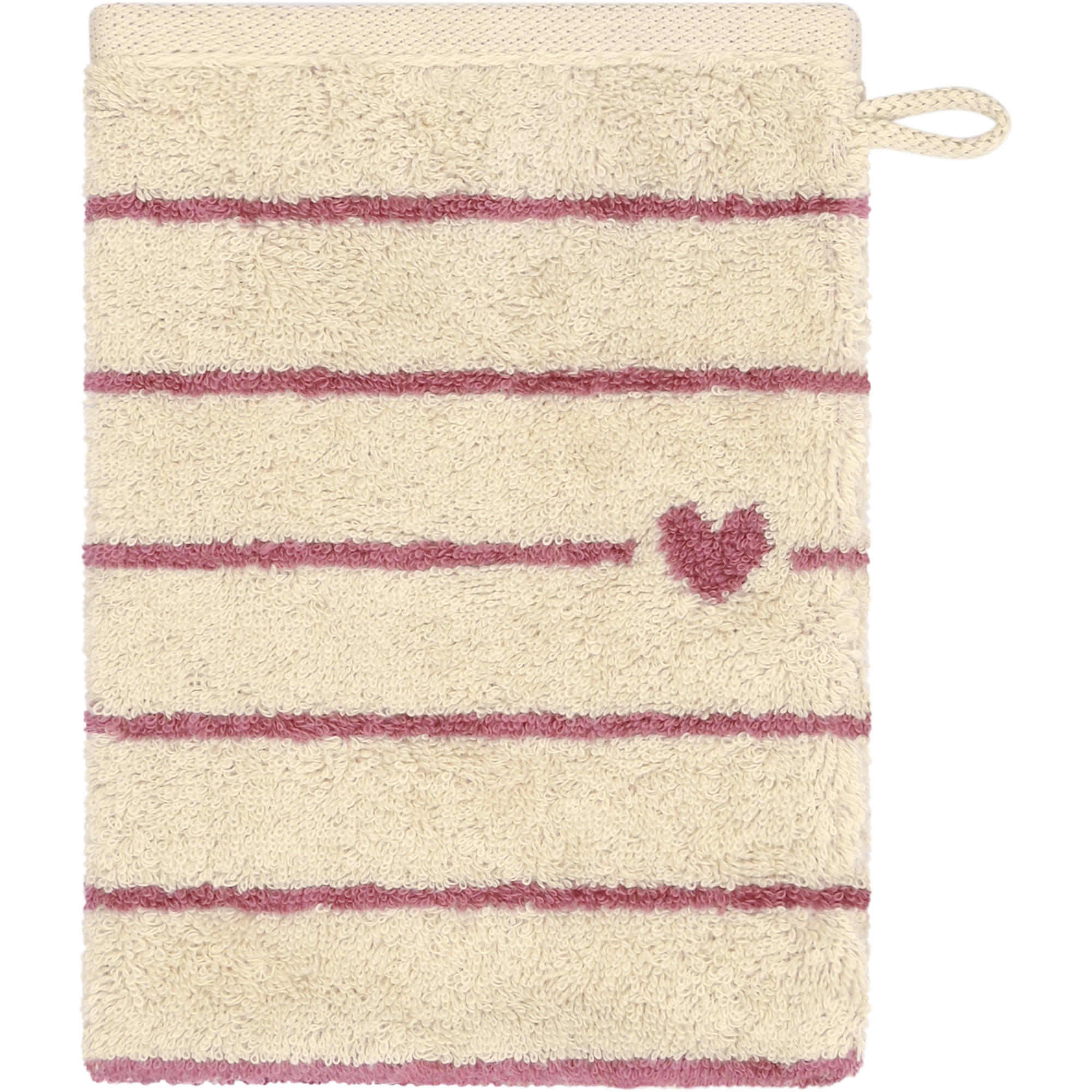 WASCHLAPPEN HEART BEATS LINES & HEARTS 6276 BEERE - 32 - Rosa, Textil (16/22cm) - Cawoe