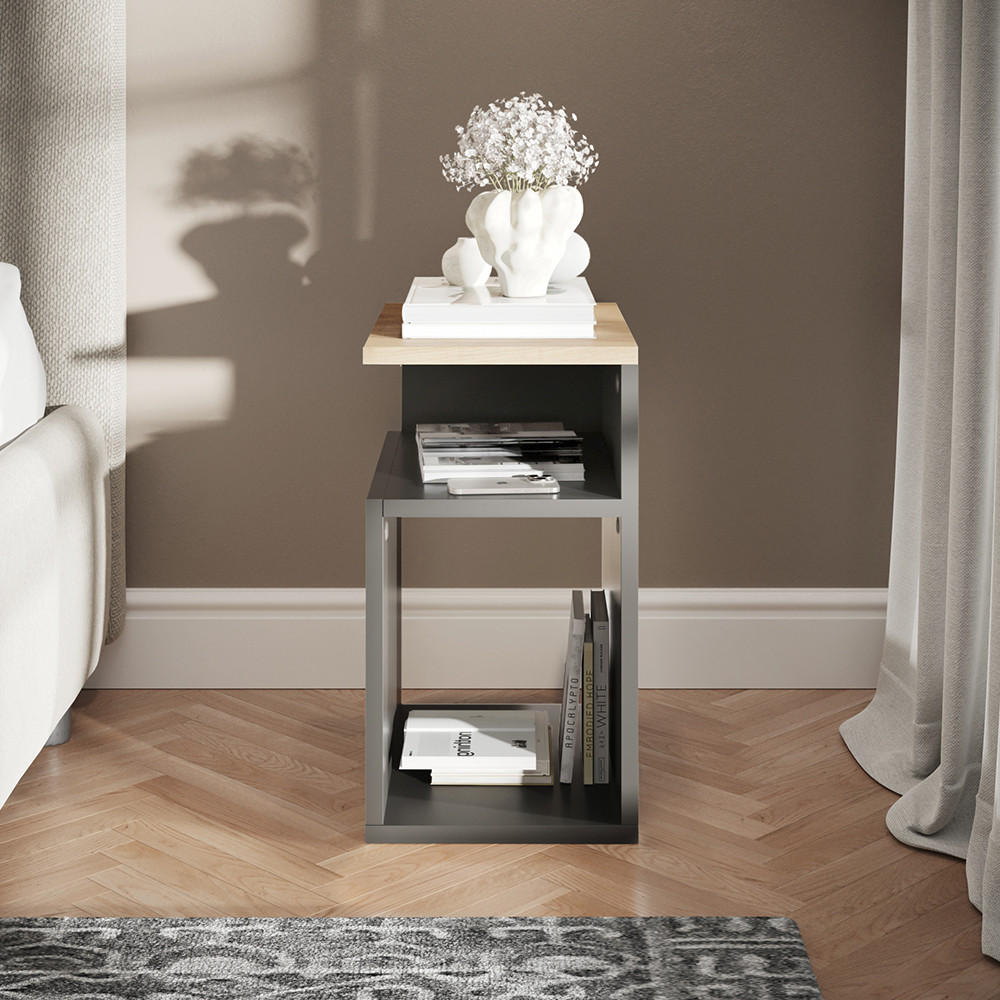 NACHTTISCH Elios Anthrazit/Goldkraft Eiche 25 x 65.3 cm - Honigeiche/Anthrazit, Holzwerkstoff (25/45.3/35cm) - Vicco