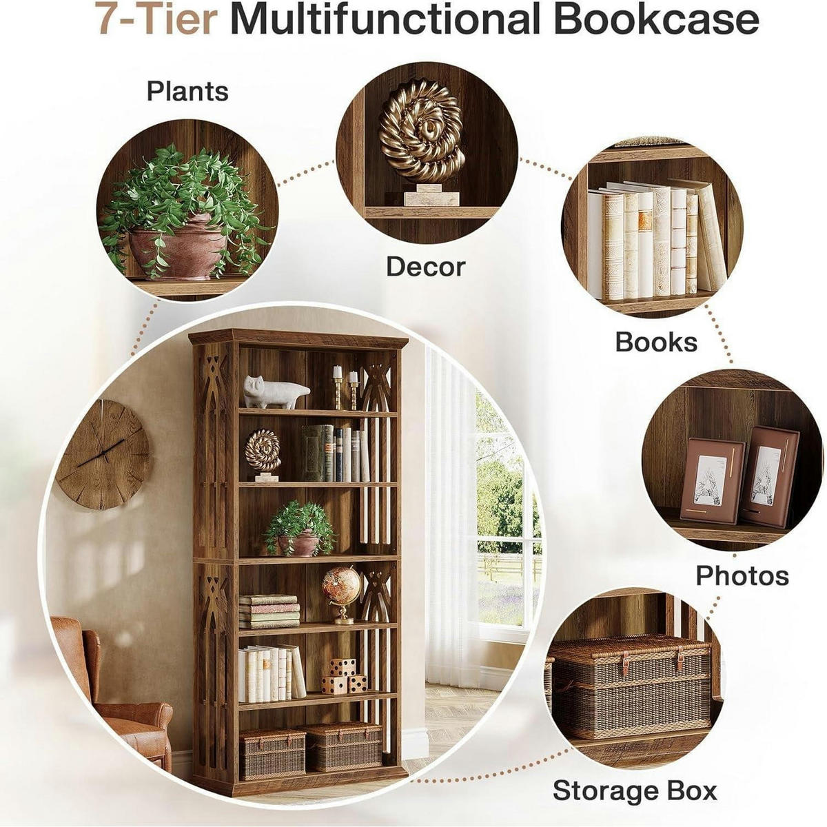 BÜCHERREGAL 190 cm Braun - Braun, Holzwerkstoff (70/180/30cm)