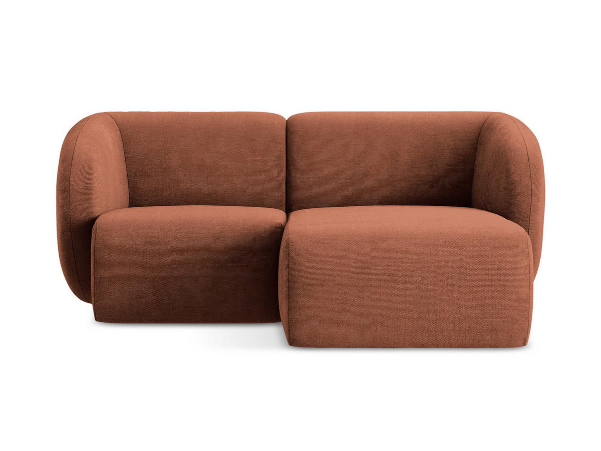 ECKSOFA Rechts Chenille Stoff Orange - Terracotta/Schwarz, Holzwerkstoff/Kunststoff (178/166cm) - Makamii