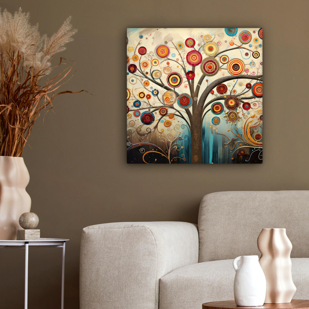 LEINWANDBILD Baum - Baum des Lebens - Farbe 50x50 cm - Braun, Textil (50/50cm) - MuchoWow