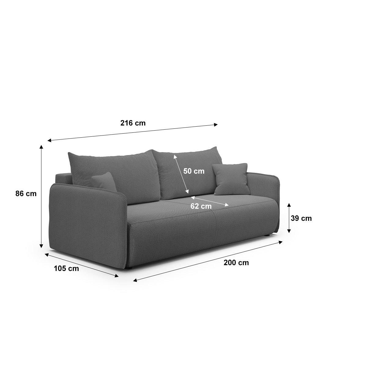 SOFA Claudio 3 Sitzplätze Dunkelgrau - Grau, Holz (216/86/105cm) - Petits-meubles