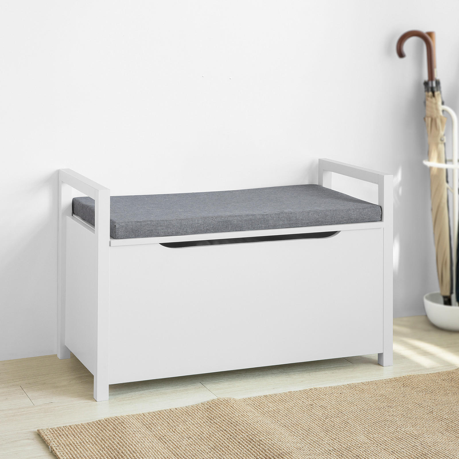 SCHUHBANK Weiß - Weiß, Holzwerkstoff (86/54/38cm) - SoBuy