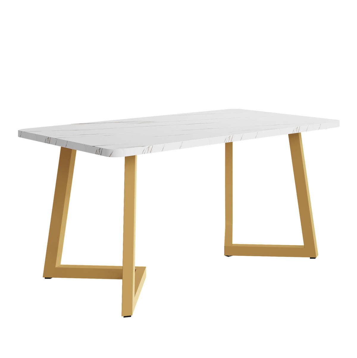 ESSTISCH 117 x 68 cm MDF Marmoroptik Gold-Weiß - Goldfarben, Metall (117/68/75cm) - Meubliv
