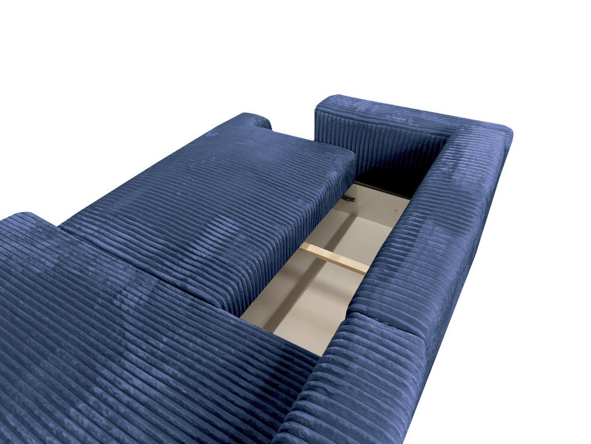 ECKSOFA Luna L rechts Dunkelblau aus Cord - Dunkelblau, Textil (271/195cm) - KS Home Concept