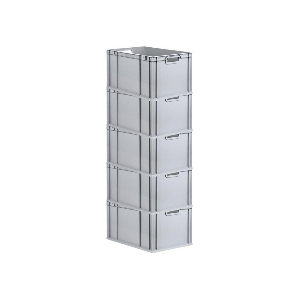 EUROBOX 5x Nextgen Economy Mit Scharnierdeckel Grau/BlauGriffe Offen 65 Liter - Blau, Kunststoff (40/32/60cm) - PROREGAL