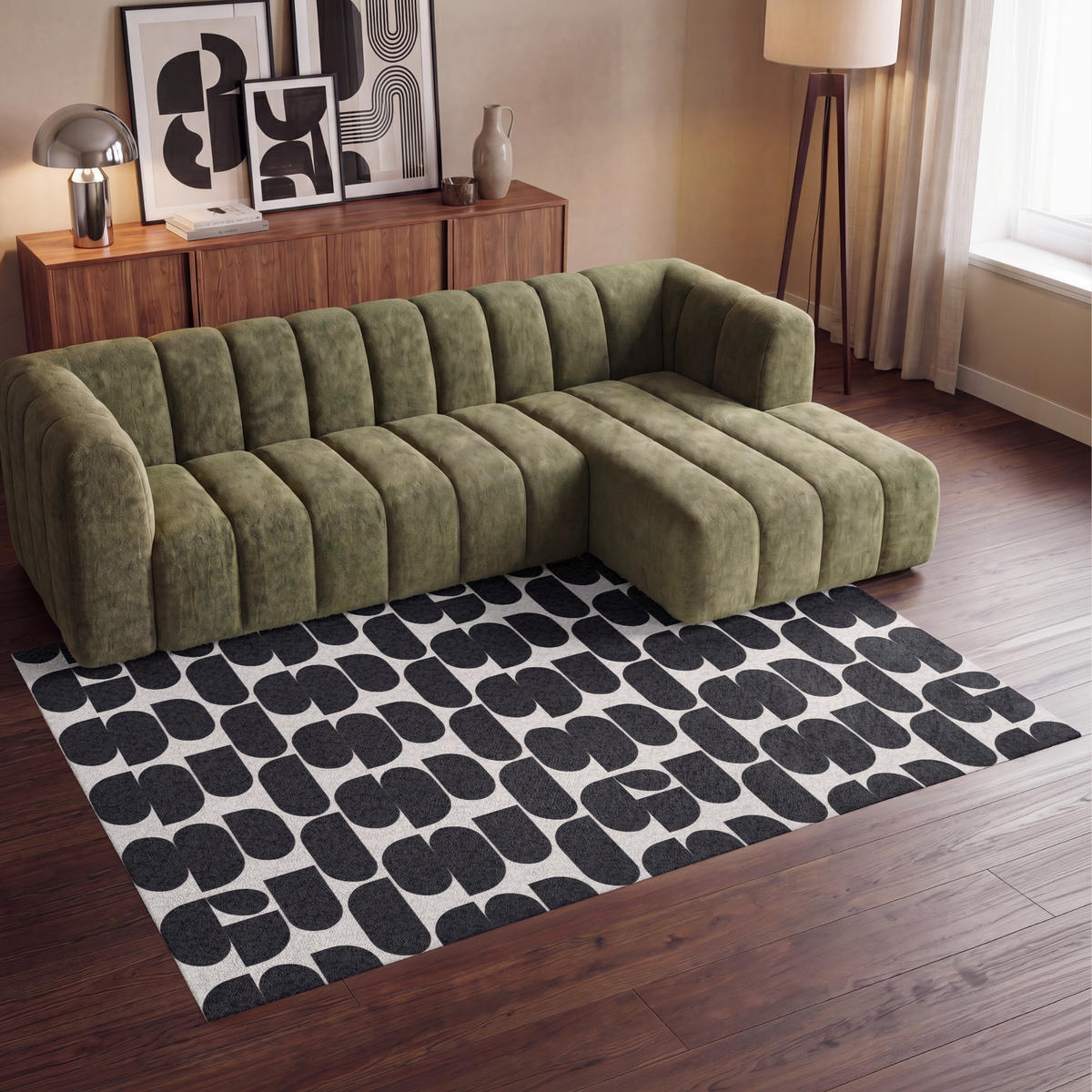 KOBERCE - Moderné - vzorované - čierne - 230x150 cm - čierna, textil/plast (230/0.4cm) - OnlyWow