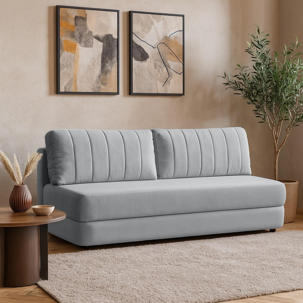 SCHLAFSOFA 3-Sitzer Orin mit Schlaffunktion, Grau - Schwarz/Grau, Textil (211/93/103cm) - Beautysofa