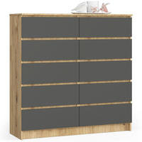 KOMMODE Eiche Artisan, Grau 120x40x121 cm - Eiche Artisan/Grau, Holzwerkstoff (120/121/40cm) - Akord