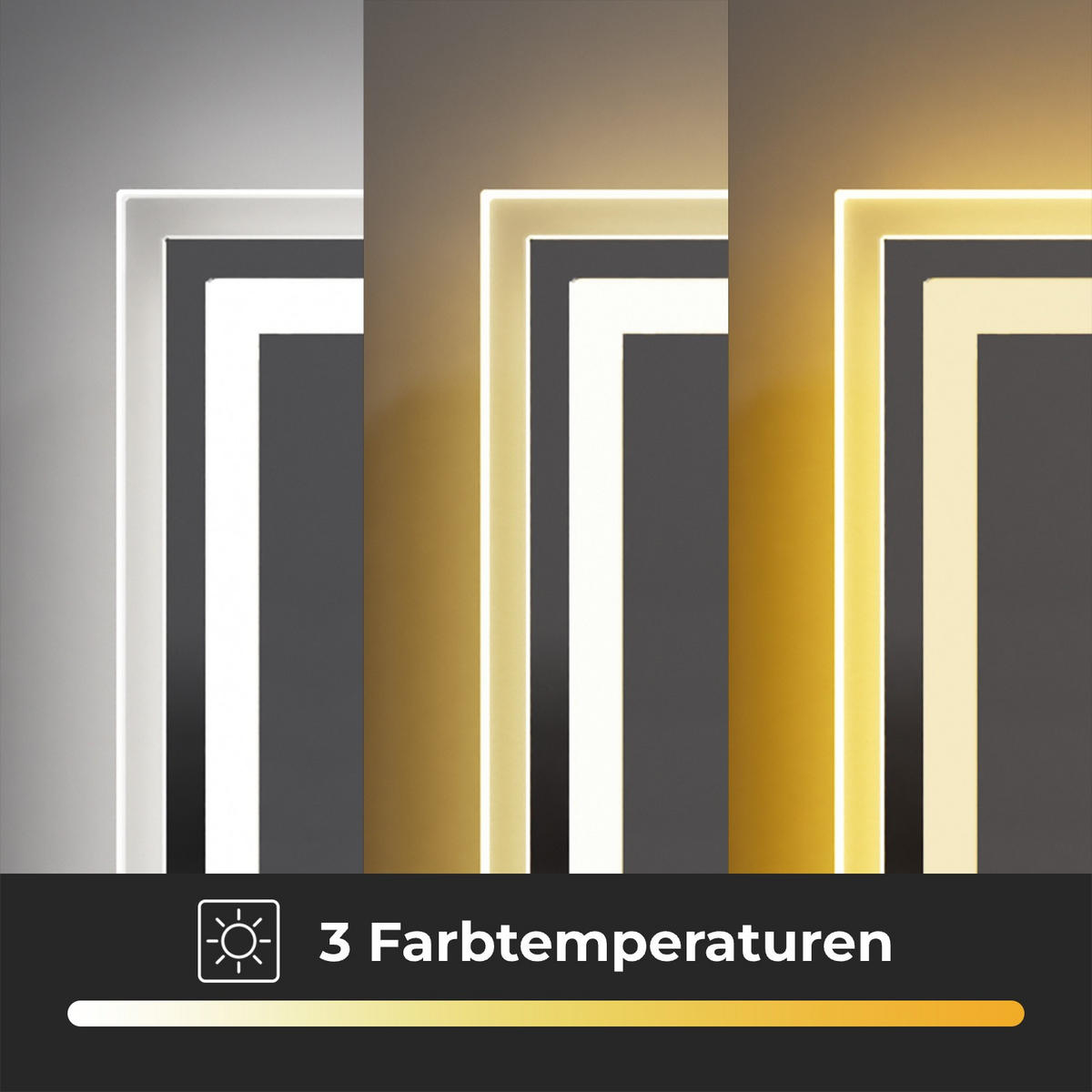 BADSPIEGEL mit Anti-Beschlag Beleuchtung 80/60/3,5 cm - Weiß, Glas (60/3.5/80cm) - EMKE