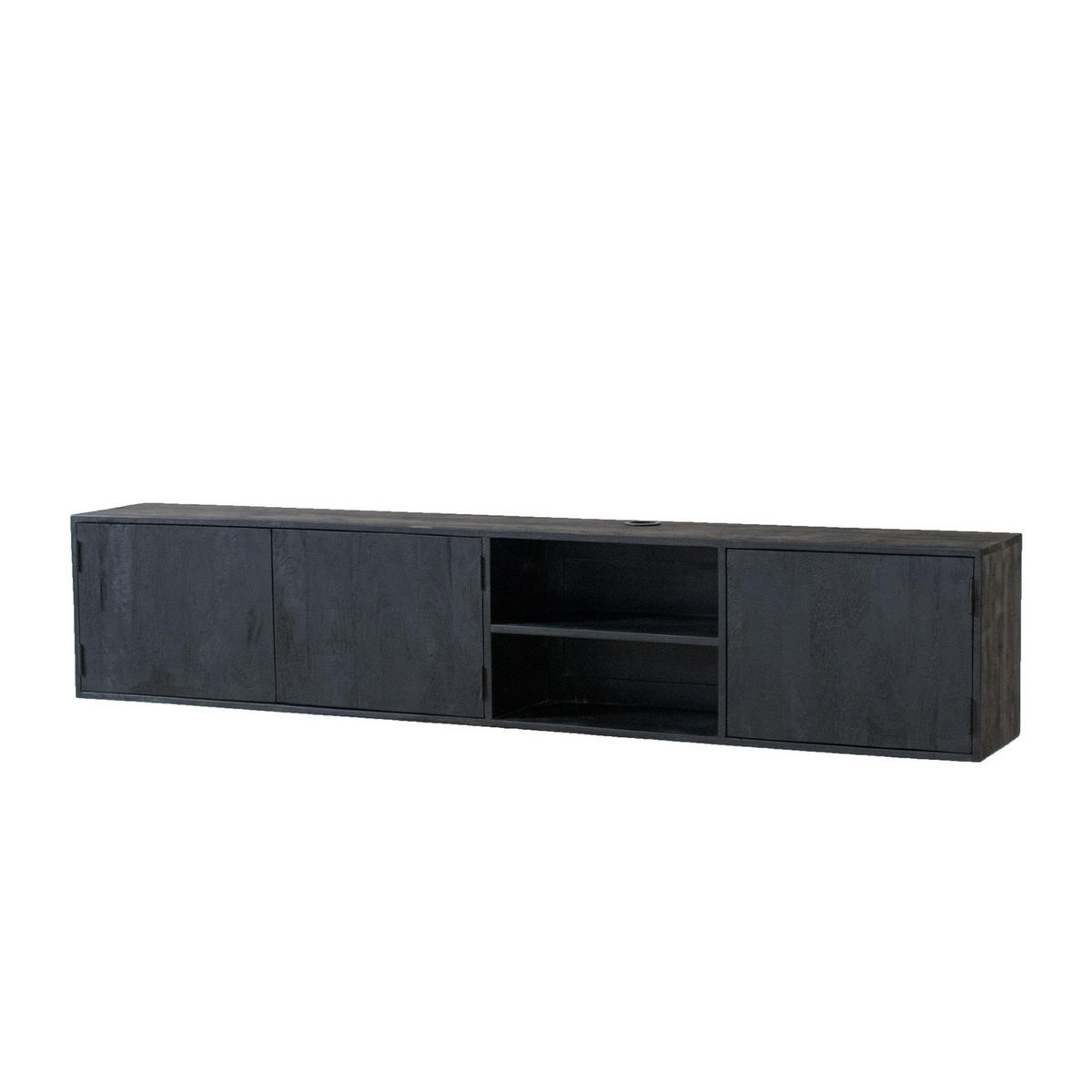 TV-MÖBEL schwebend 3-türig 200cm, schwarz - Schwarz, Metall (200/40/30cm) - Giga Meubel