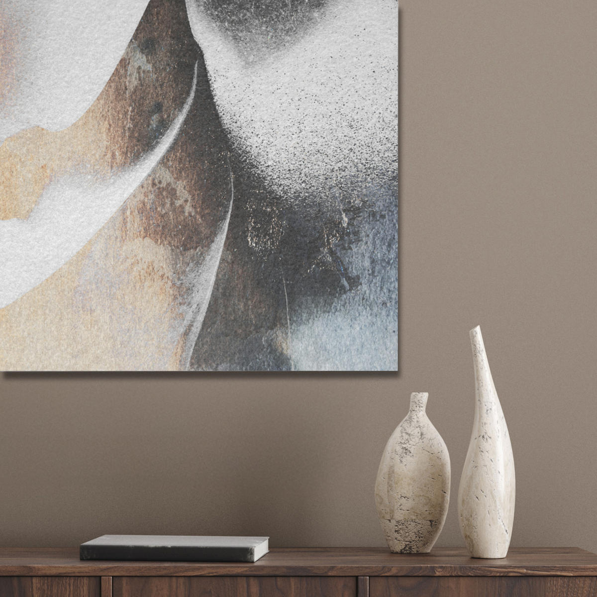AKUSTIKBILD Luxus - Abstrakt - Gold - Weiß Wanddeko 60x90 cm - Goldfarben, Kunststoff (60/90/0.9cm) - MuchoWow