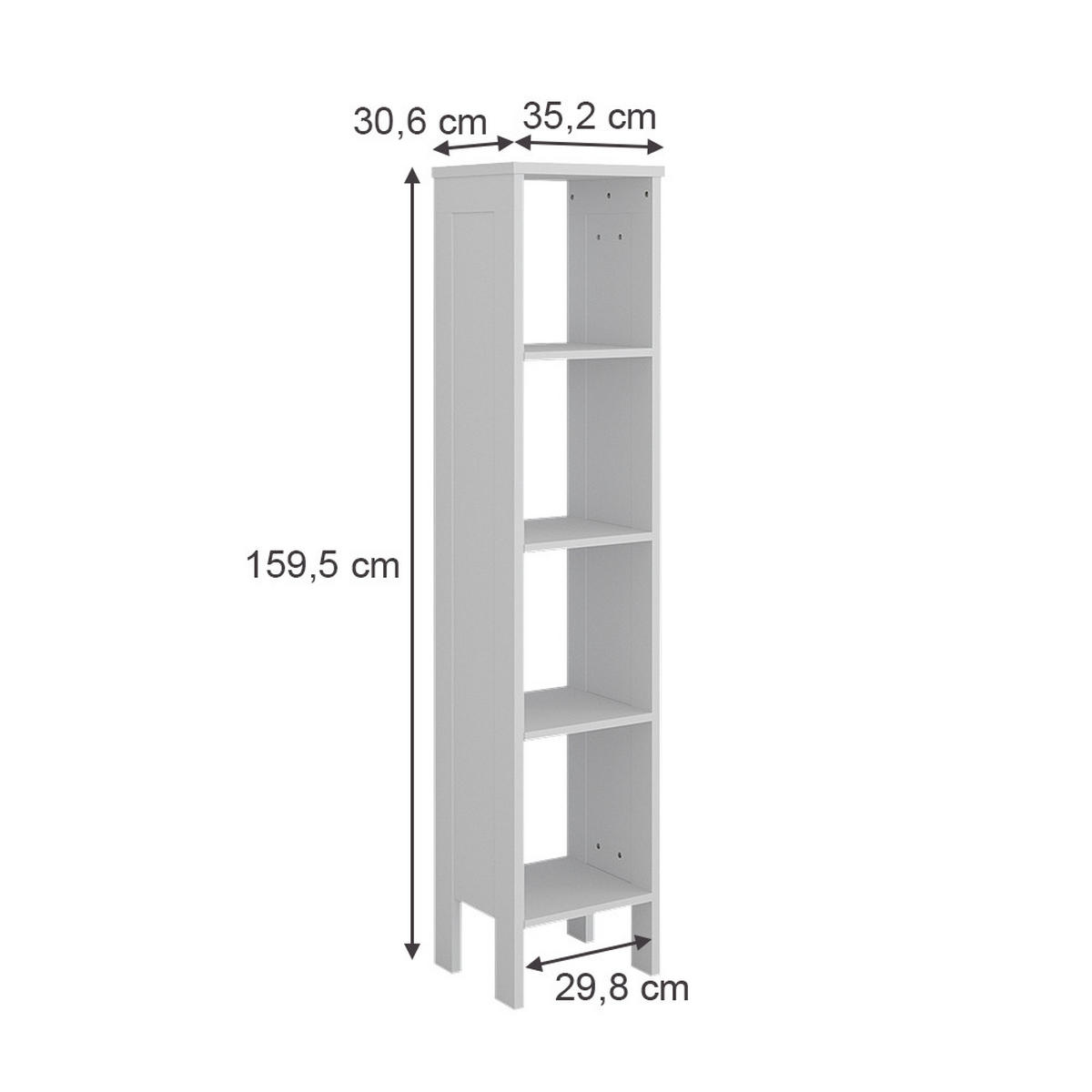 KINDERREGAL Ajaton Weiß 35.2 x 159.5 cm - Weiß, Holzwerkstoff (35.2/159.5/30.6cm) - VitaliSpa