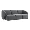 3-SITZER SOFA Samt Stoff Grau - Edelstahlfarben/Schwarz, Holzwerkstoff/Kunststoff (244/75/94cm) - LaMiaSofa