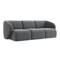 3-SITZER SOFA Samt Stoff Grau - Edelstahlfarben/Schwarz, Holzwerkstoff/Kunststoff (244/75/94cm) - LaMiaSofa