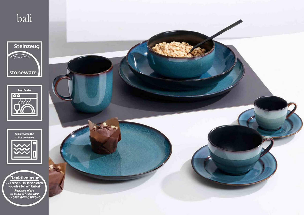 KAFFEETASSEN Bali blau 220 ml 6er Set - Blau, Keramik (0.22L) - Ritzenhoff Breker