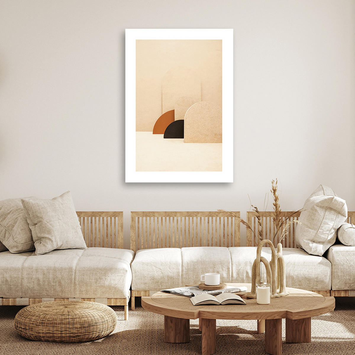 WANDBILD runde formen - Beige, Textil (40/60cm) - Feeby