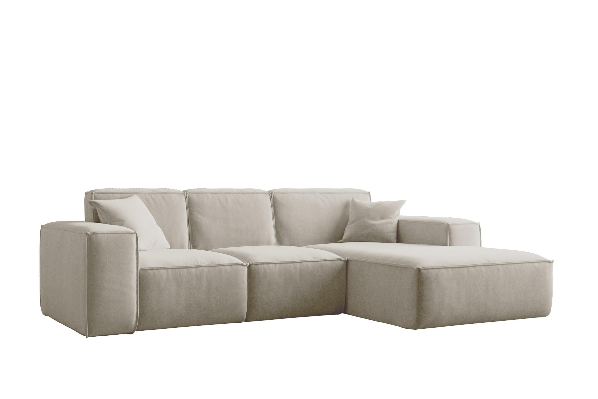 ECKSOFA L-Form Siena Stoff Salvador Ecru Rechts - Ecru, Holz (266/165cm) - Kaiser Möbel