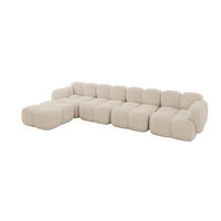 ECKSOFA modulares Sofa Links Miko-L3 390x205x75 Beige Velours - Ecru/Schwarz, Holzwerkstoff/Kunststoff (390/205cm) - ALTDECOR