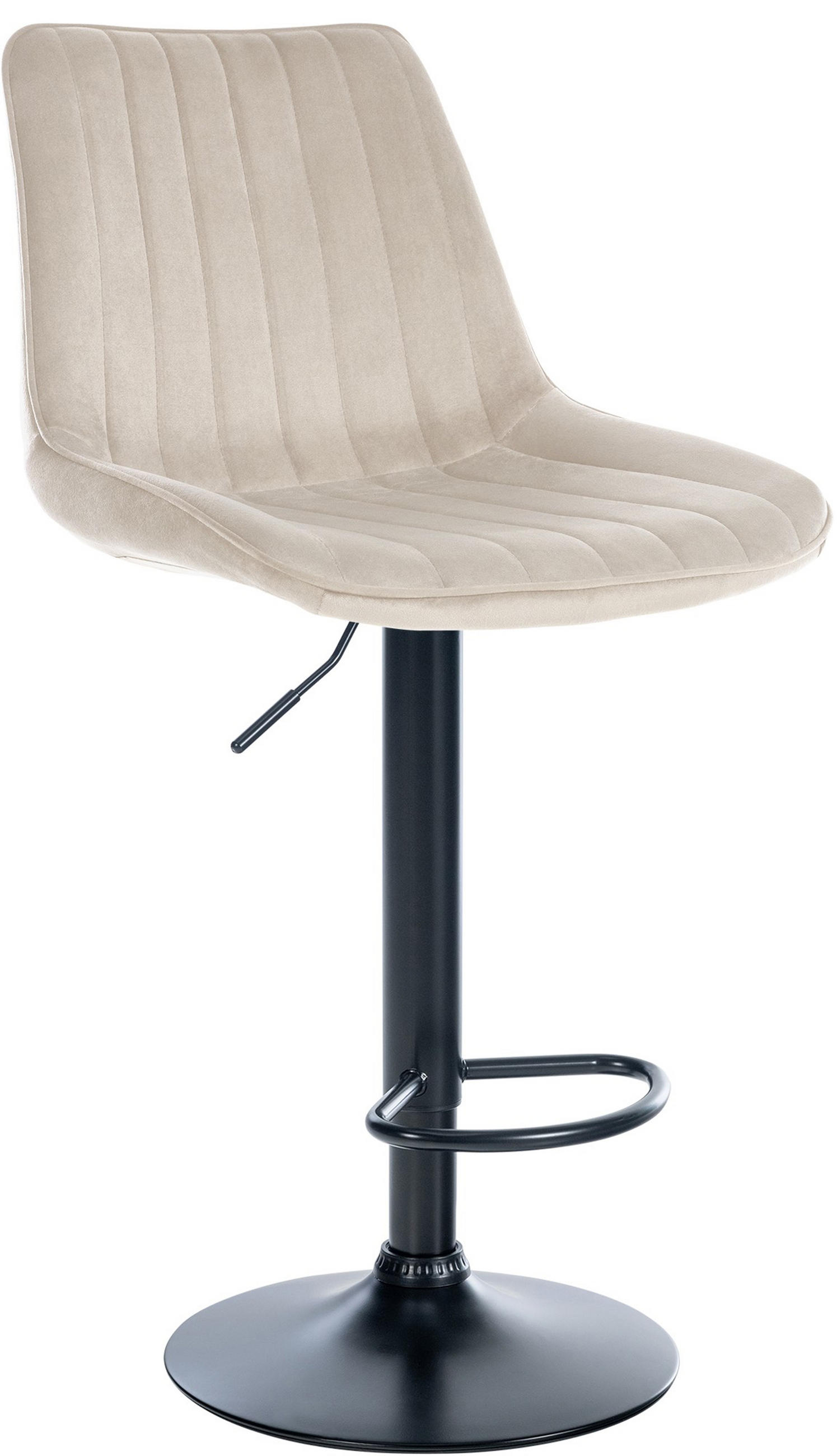 BARHOCKER Tolor Samt schwarz creme - Schwarz/Naturfarben, Textil/Metall (49.5/112/50cm) - TPFLiving