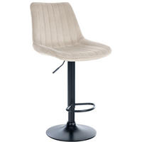 BARHOCKER Tolor Samt schwarz creme - Schwarz/Naturfarben, Textil/Metall (49.5/112/50cm) - TPFLiving